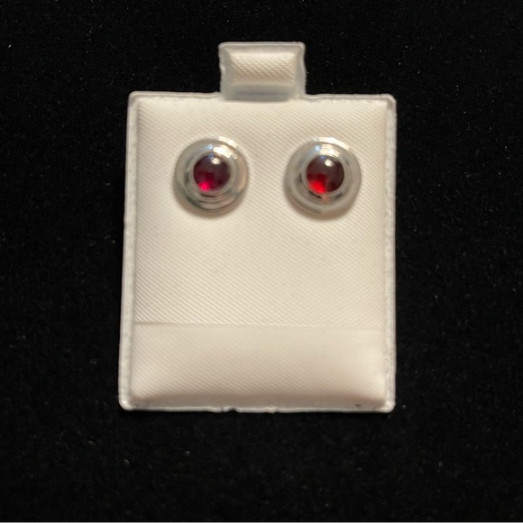 Sterling silver 925 Cabachon Garnet earrings - Picture 2 of 10